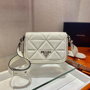 Prada 1BD283 Women's Spectrum Leather Shoulder Crossbody Bag White - Default Title - View 1