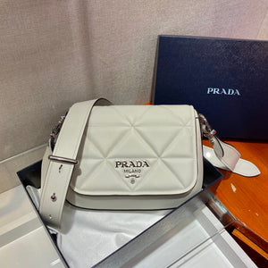 Prada 1BD283 Women's Spectrum Leather Shoulder Crossbody Bag White - Default Title - View 2
