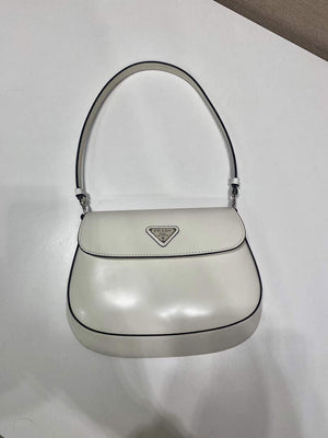 Prada 1BD311 Cleo brushed leather shoulder bag with flap White - Default Title - View 3