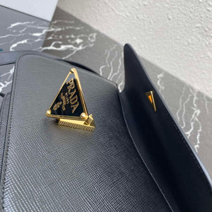 Prada 1BD320 Prada Embl¨¨me Saffiano Shoulder Bag Black - Default Title - View 6
