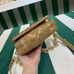 Prada 1BD329 Satin mini-bag with Crystals Gold Red - Default Title - View 3