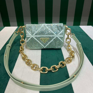 Prada 1BD329 Satin mini-bag with Crystals Green - Default Title - View 1