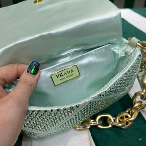 Prada 1BD329 Satin mini-bag with Crystals Green - Default Title - View 8