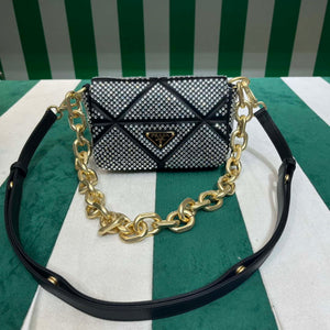 Prada 1BD329 Satin mini-bag with White Crystals Black - Default Title - View 1