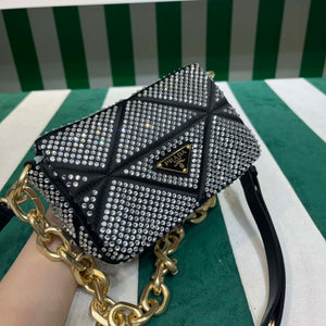 Prada 1BD329 Satin mini-bag with White Crystals Black - Default Title - View 2