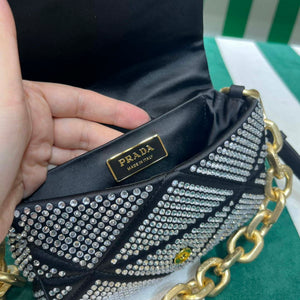 Prada 1BD329 Satin mini-bag with White Crystals Black - Default Title - View 7