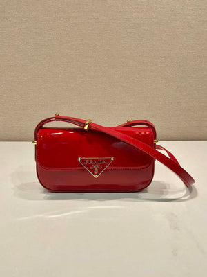 Prada 1BD339 Patent Leather Shoulder Bag Red - Default Title - View 1