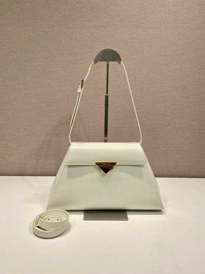 Prada 1BD343 Medium Brushed Leather Handbag White - Default Title - View 1