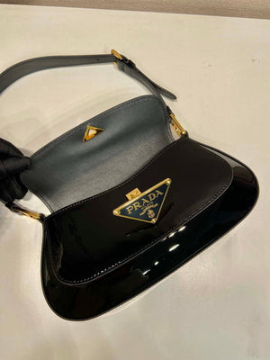 Prada 1BD345 Brushed Patent leather shoulder bag Black - Default Title - View 7