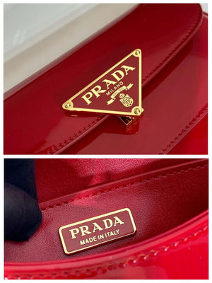Prada 1BD345 Brushed Patent leather shoulder bag Red - Default Title - View 9