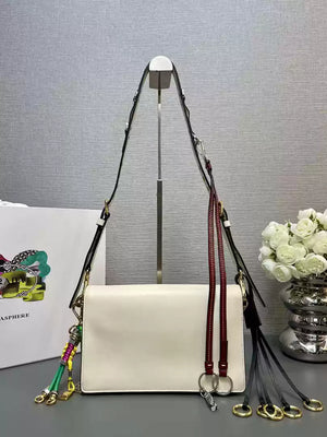 Prada 1BD379 Soft Sound small leather shoulder bag with charms White - Default Title - View 2