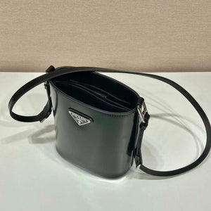 Prada Mini brushed-leather bucket bag 1BE059 Black - Default Title - View 4