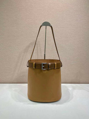 Prada 1BE085 Buckle leather bucket bag with belt Brown - Default Title - View 2