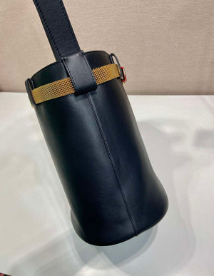 Prada 1BE085 Buckle leather bucket bag with jeweled belt Black - Default Title - View 6