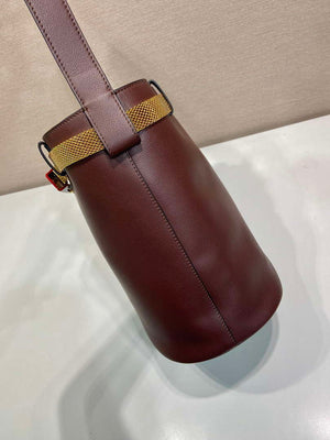 Prada 1BE085 Buckle leather bucket bag with jeweled belt Wine Red - Default Title - View 6