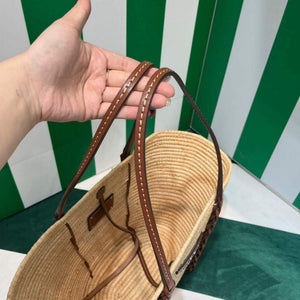 Prada 1BG312 Straw and Leather Tote Apricot - Default Title - View 6