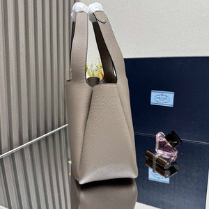 Prada 1BG335 Tote Leather Bucket Handbag Gray - Default Title - View 5