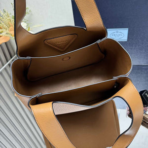 Prada 1BG335 Tote Leather Bucket Handbag Brown - Default Title - View 6