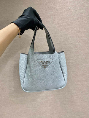 Prada 1BG335 Tote Leather Bucket Handbag Light Blue - Default Title - View 1