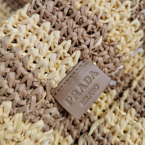 Prada 1BG392 Large Crochet tote bag Nature With Brown - Default Title - View 8
