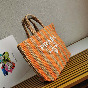 Prada 1BG392 Large Crochet tote bag Nature With Orange - Default Title - View 2