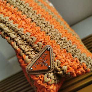 Prada 1BG392 Large Crochet tote bag Nature With Orange - Default Title - View 7