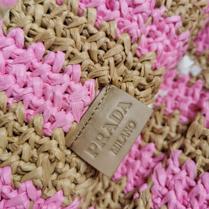 Prada 1BG392 Large Crochet tote bag Nature With Pink - Default Title - View 8