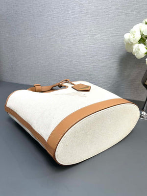 Prada 1BG471 Medium linen blend and leather tote bag Natural - Default Title - View 7