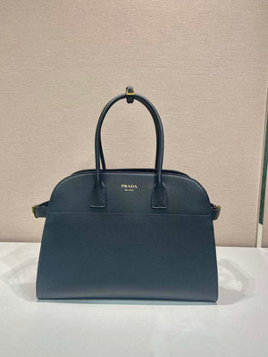 Prada 1BG508 Large leather tote bag with buckles Black - Default Title - View 1