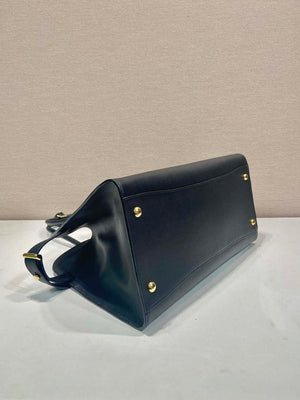 Prada 1BG508 Large leather tote bag with buckles Black - Default Title - View 6