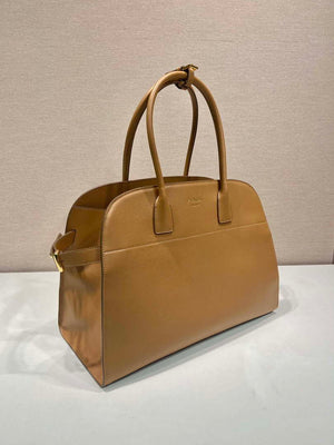 Prada 1BG508 Large leather tote bag with buckles Brown - Default Title - View 2