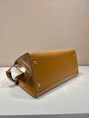 Prada 1BG508 Large leather tote bag with buckles Brown - Default Title - View 6