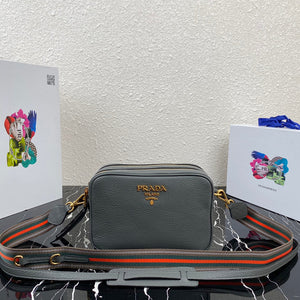 Prada 1BH082 Leather bag with shoulder strap Gray Gold - Default Title - View 1