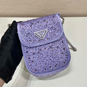 Prada 1BH185 Mini Cleo satin bag with crystals Purple - Default Title - View 5