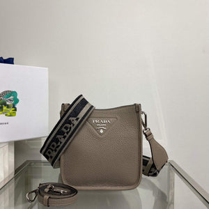 Prada 1BH191 Leather mini shoulder bag Gray - Default Title - View 1