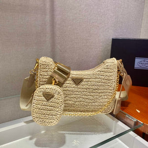 Prada 1BH204 Prada Re-Edition 2005 Raffia Bag in Apricot - Default Title - View 2