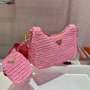 Prada 1BH204 Prada Re-Edition 2005 Raffia Bag in Pink - Default Title - View 4