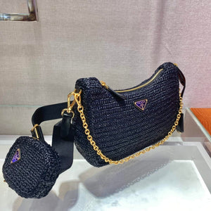 Prada 1BH204 Prada Re-Edition 2005 Raffia Bag in Black - Default Title - View 4
