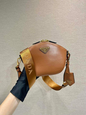 Prada 1BH212 Brown Leather Mini Shoulder Bag - Default Title - View 1