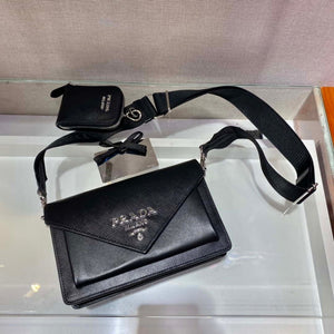 Prada 1BP020 Saffiano leather mini envelope bag Black - Default Title - View 1