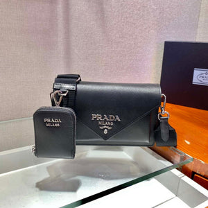 Prada 1BP020 Saffiano leather mini envelope bag Black - Default Title - View 2
