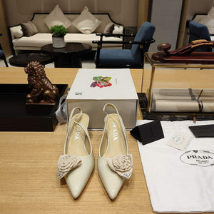 Prada 1I174N flower-appliqu¨¦ slingback pumps P78559 - 35 - View 2