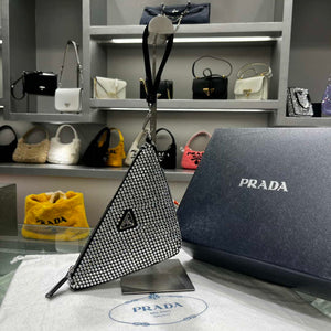 Prada 1NE039 Crystal-studded satin pouch Black - Default Title - View 1