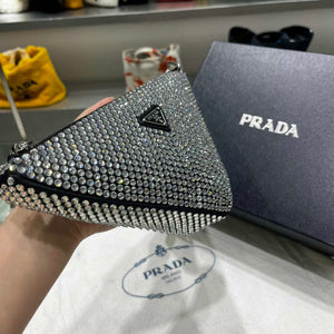 Prada 1NE039 Crystal-studded satin pouch Black - Default Title - View 6
