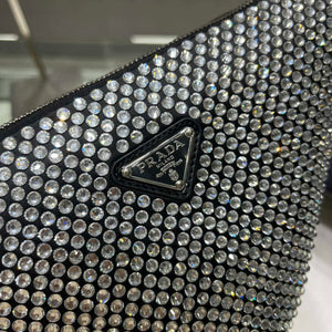 Prada 1NE039 Crystal-studded satin pouch Black - Default Title - View 8