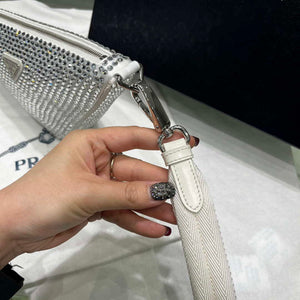 Prada 1NE039 Crystal-studded satin pouch White - Default Title - View 7