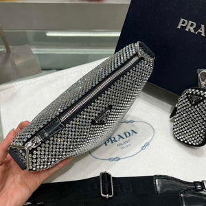 Prada 1NE190 Crystal-studded satin pouch Black - Default Title - View 2