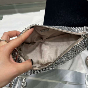 Prada 1NE190 Crystal-studded satin pouch Gray - Default Title - View 3