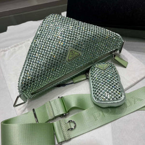 Prada 1NE190 Crystal-studded satin pouch Green - Default Title - View 8