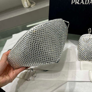 Prada 1NE190 Crystal-studded satin pouch White - Default Title - View 4